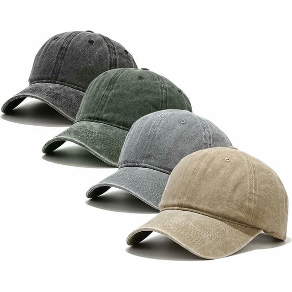 PTSPLLMY Voilipex Vintage Baseball Cap 4 Pack for Women Men Washed Cotton Distressed Baseball Cap Adjustable Dad Hat