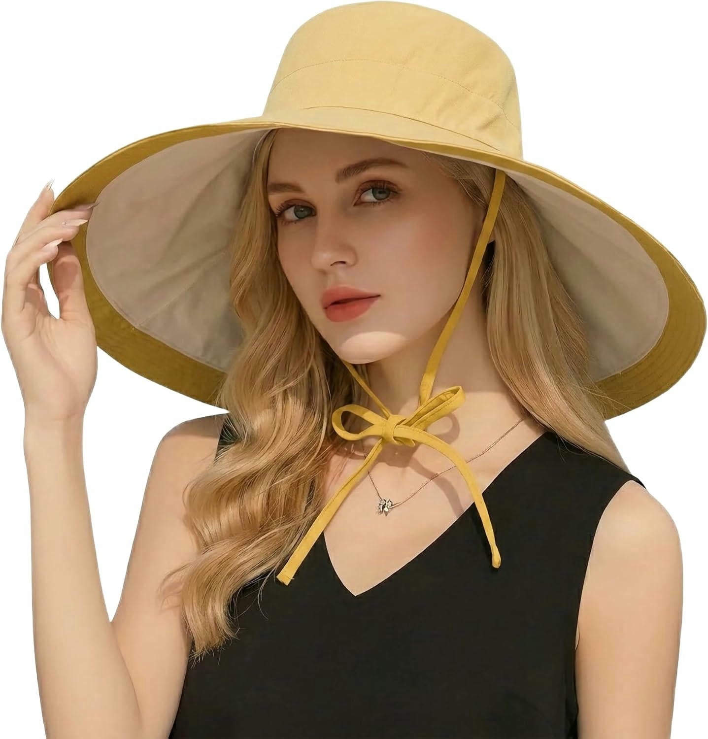 PTSPLLMY Wide Brim Sun Hat for Women Reversible Beach Hats 