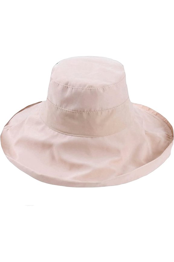 Women Bucket Hat Super Wide Brim Fold Bucket Cap Beach Wedding Solid Color Floppy Fisherman Hat with Chin Strap