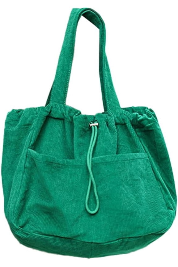 Women's Quilted Hobo Bag Corduroy Shoulder Purse Drawstring Canvas Handbag Large Totes Work Top Handle Bag