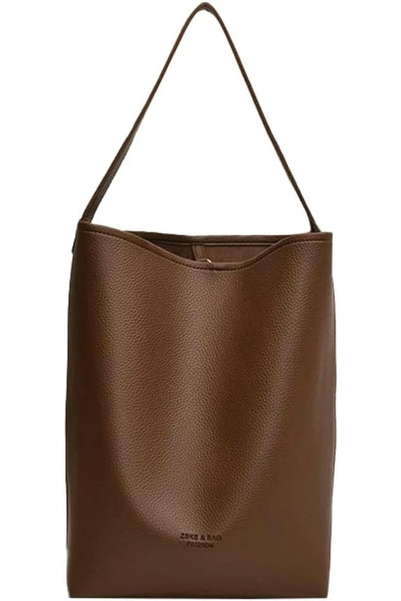 Womens Trendy PU Leather Tote Bag Large Bucket Shoulder Purse Casual Work Handbag Hook-Loop Closure Satchel 2pcs