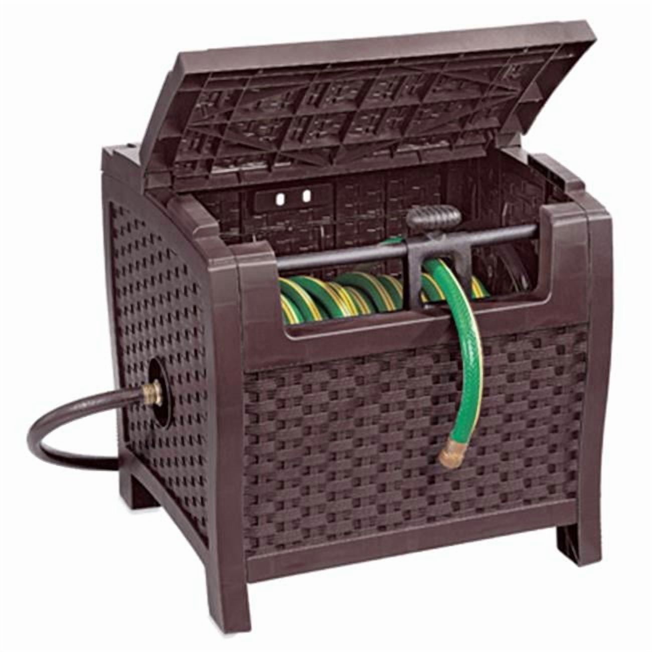 PTW175 175 ft. Brown Resin Wicker Slide Trak Hideaway Hose Reel