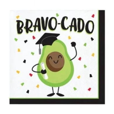PTYC 349683 Graduation Fun Bravo-cado Folded Size 2 Ply Beverage Napkin