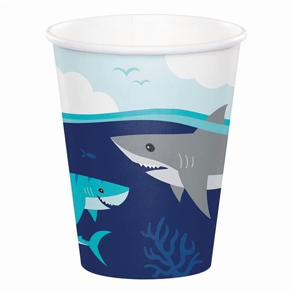 PTYC 350502 9 oz Shark Party Hot & Cold Paper Cup