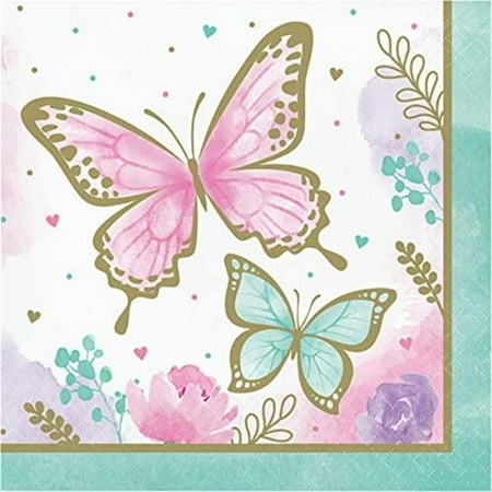 PTYC 354581 6.5 in. Butterfly Shimmer Luncheon Paper Napkin, Multi Color