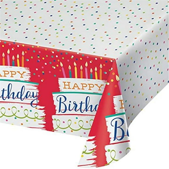 PTYC 354589 54 x 102 in. Festive Cake Paper Tablecover, Multi Color