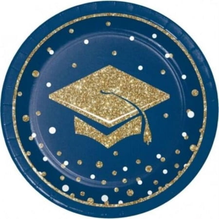 PTYC 356139 Glittering Graduation Party Tableware Luncheon Plate - Mid Count