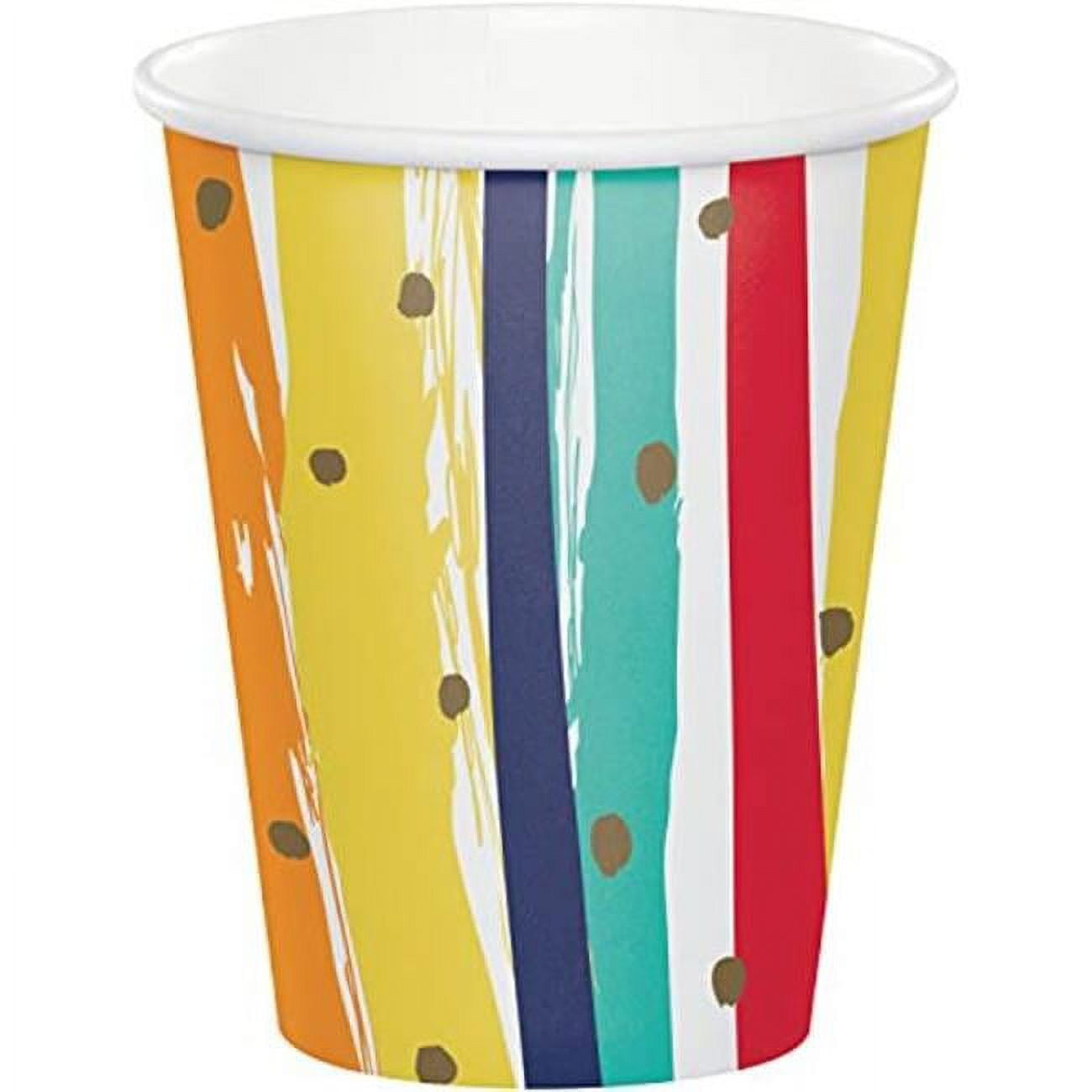 PTYC 356653 9 oz Birthday Stripes Hot & Cold Paper Cup, Multi Color ...
