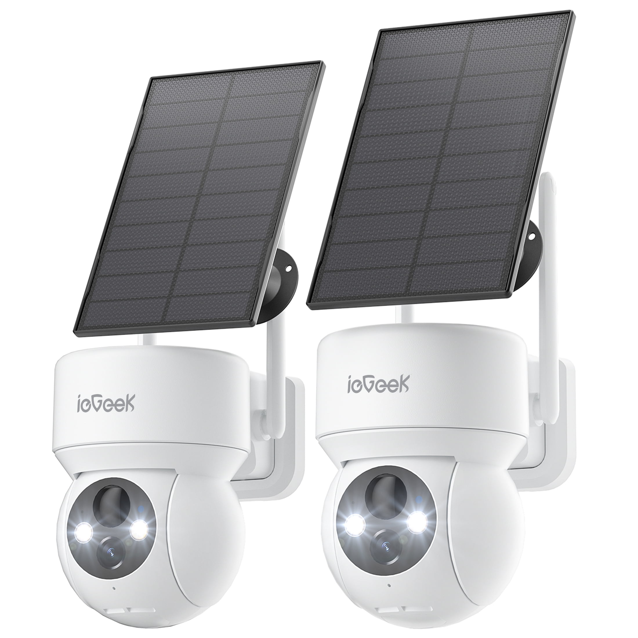 ieGeek PTZ 360° View Solar Home Wireless Security Camera, WiFi, Outdoor, Spotlight & Siren, 2 Pack, 2K/3MP Color Night Vision Wireless Surveillance Camera
