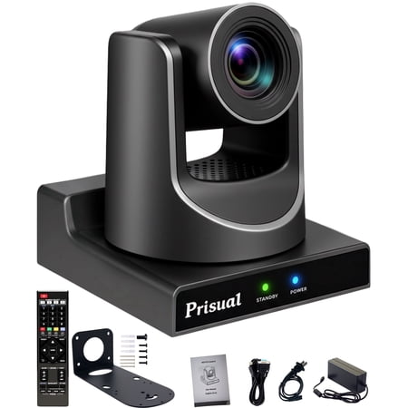 Prisual Prisual PTZ Camera Gen 5 AI Auto Tracking, 20X Optical Zoom | SDI HDMI PoE USB IP Streaming, Reliability Metal body for Church Worship Education vMix OBS (TEM-20S PRO)