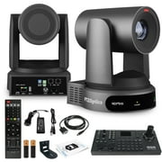 PTZOptics Move 4K SDI/HDMI/USB/IP PTZ Camera with 30x Optical Zoom Gray PT30X-4K-GY-G3 + PTZOptics SuperJoy PTZ Camera Joystick Controller + Universal Wall Mount Black
