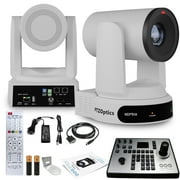 PTZOptics Move 4K SDI/HDMI/USB/IP PTZ Camera with 30x Optical Zoom White PT30X-4K-WH-G3 + PTZOptics PT-JOY-G4 Joystick Controller + Universal Wall Mount White