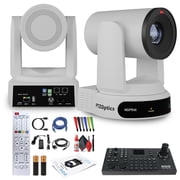 PTZOptics Move 4K SDI/HDMI/USB/IP PTZ Camera with 30x Optical Zoom White PT30X-4K-WH-G3 + PTZOptics PTZ Camera Joystick Controller + Lens Cleaning Kit + Ethernet Cable + Color Wire Ties