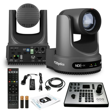 PTZOptics Move 4K SDI/HDMI/USB/IP PTZ Camera with 12x Optical Zoom (Gray) (PT12X-4K-GY-G3) + PTZOptics PT-JOY-G4 Joystick Controller