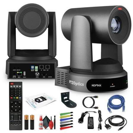 PTZOptics Move 4K SDI/HDMI/USB/IP PTZ Camera with 30x Optical Zoom (Gray) + Universal Wall Mount (Black) + Cables and More