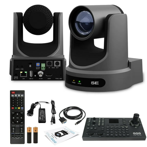 PTZOptics Move SE PTZ Camera with 12x Optical Zoom (PT12X-SE-GY-G3) + SuperJoy PTZ Camera Controller