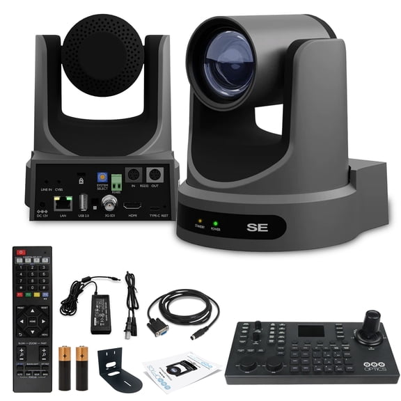 PTZOptics Move SE PTZ Camera with 12x Optical Zoom (PT12X-SE-GY-G3) + SuperJoy PTZ Controller + Mount
