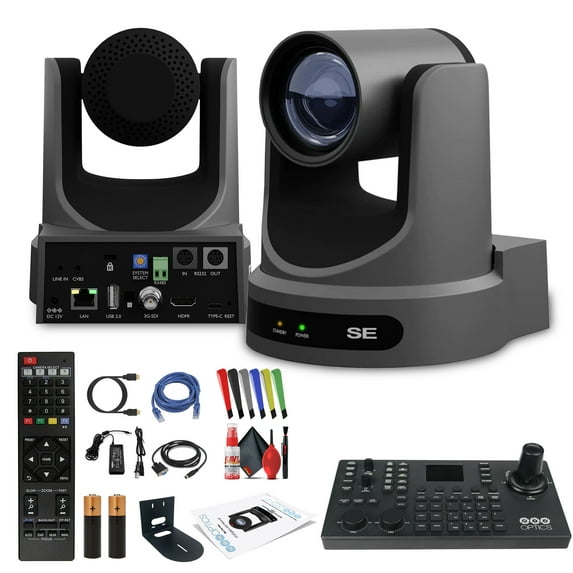 PTZOptics Move SE PTZ Camera with 30x Optical Zoom + SuperJoy PTZ Camera Controller + Wall Mount + More