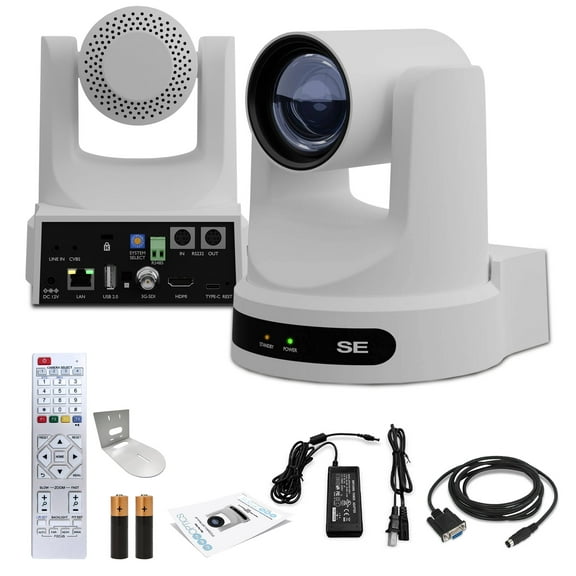 PTZOptics Move SE SDI/HDMI/USB/IP PTZ Camera with 20x Optical Zoom (White) (PT20X-SE-WH-G3) + Universal Wall Mount (White)