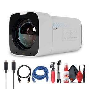 PTZOptics Studio 4K Camera (White) | 12x Optical Zoom | UHD60 | NDI|HX2 | SRT Streaming | Pro PTZ Camera For Events + Tripod + HDMI Cable + More
