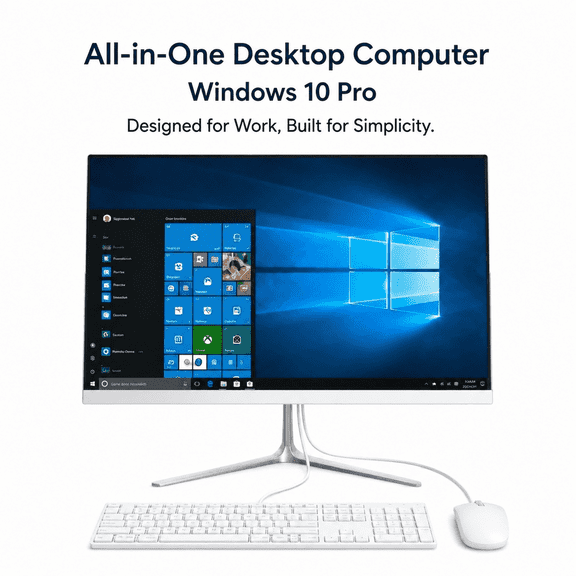 PTZZHEDM 23.8" All-in-One Desktop PC, Intel i5-2520M, 8GB RAM, 256GB SSD, Win10 Pro, White