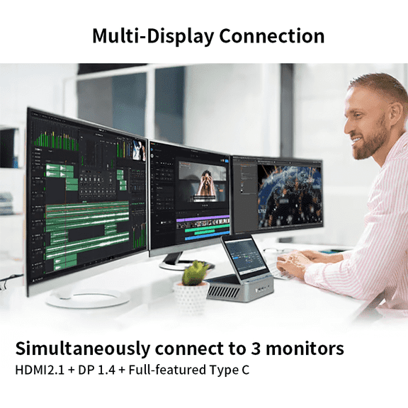 PTZZHEDM Mini PC AMD Ryzen 9 6900HX, 16GB DDR5/512GB M.2 SSD, 7" Auto-Rotating Touchscreen, 4K 144Hz Support, WiFi /Bluetooth