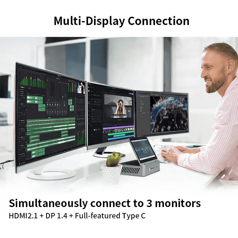 PTZZHEDM Mini PC AMD Ryzen 9 6900HX, 32GB DDR5,2048GB M.2 SSD,7" Auto-Rotating Touchscreen, 4K 144Hz Support, WiFi,Bluetooth