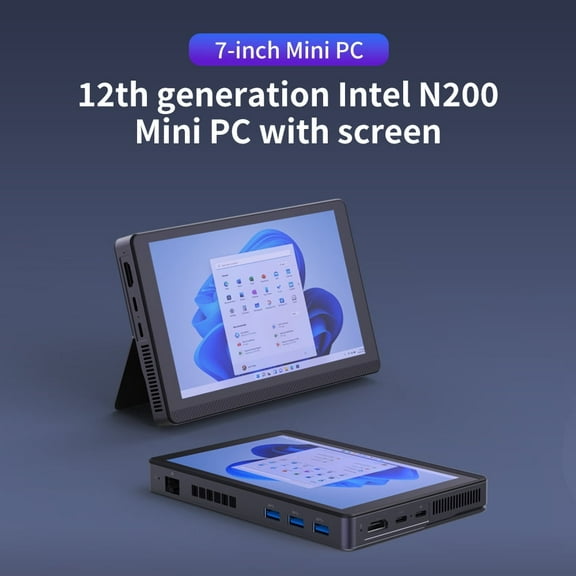 PTZZHEDM Mini PC Intel N100, 16GB LPDDR5/512GB M.2 SSD, 7" Auto-Rotating Touchscreen, 4K 144Hz Support, WiFi /Bluetooth