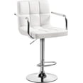 thumbnail image 1 of PU Adjustable Swivel Bar Stool with Armrest and Back, Counter Height, White, 1 of 9