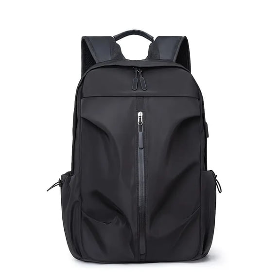PU Backpack Fashion Large Capacity Men's Casual Backpack Commuter Trend Backpack Student School Bag,Black