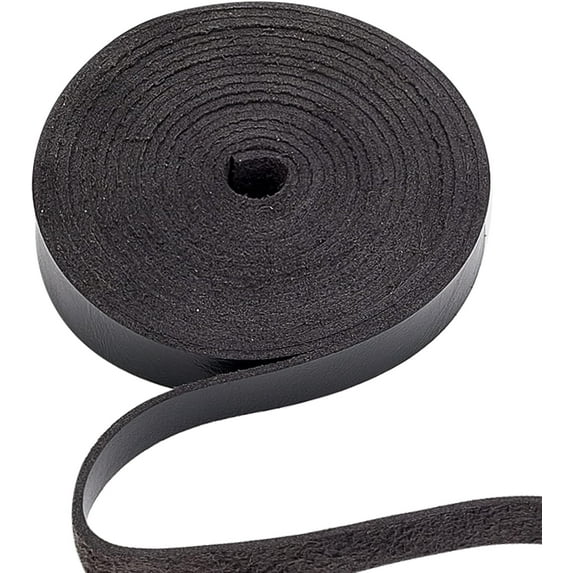 PU Black Leather Strap 0.5 Inch Wide 79 Inch Long Lychee Pattern Faux Leather Belt Strips Wrap Single Sided Flat Cord