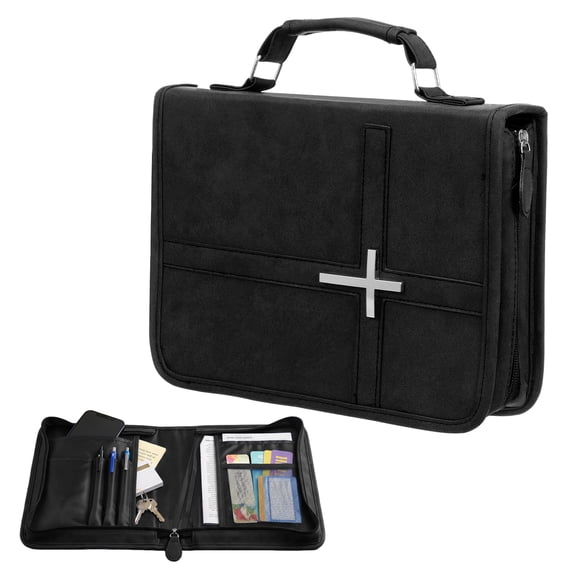 PU Book Cover Case Portable Book Cover Bag with Phone Pocket and Sturdy Handle for Men Women Exquisite Present Box Packaging