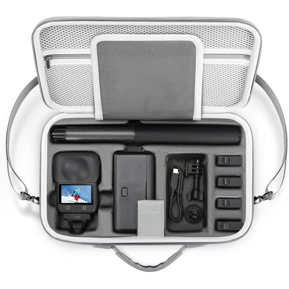 Carrying Case for DJI Osmo 360 Adventure Combo Accessories, Portable Travel Carrying Case Leather PU Bag Storage Case Shoulder Bag with Shoulder StrapGrey