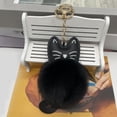 thumbnail image 1 of PU Cat Keychain with Fluffy Pom Pom - Adorable Cartoon Animal Keychain Pendant, Cute Lightweight Key Ring for Cat Lovers | Decorative Gift for Keys, Bags & Zippers(Black), 1 of 5