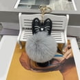 thumbnail image 1 of PU Cat Keychain with Fluffy Pom Pom - Adorable Cartoon Animal Keychain Pendant, Cute Lightweight Key Ring for Cat Lovers | Decorative Gift for Keys, Bags & Zippers(Grey), 1 of 6
