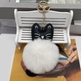 thumbnail image 1 of PU Cat Keychain with Fluffy Pom Pom - Adorable Cartoon Animal Keychain Pendant, Cute Lightweight Key Ring for Cat Lovers | Decorative Gift for Keys, Bags & Zippers(White), 1 of 6