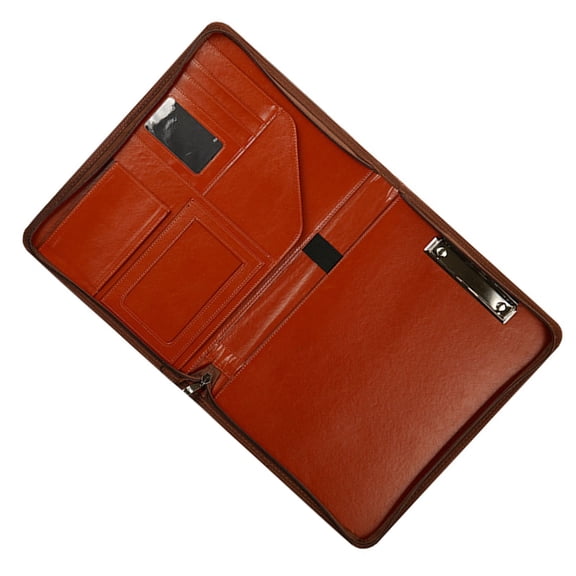PU Conference Folder with Clipboard Multiple Pocket Card Holder Pen Slot Clipboard Zippered Business File Case