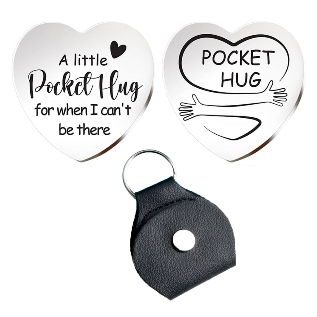 PU Cover Heart Keychain Stainless Steel Little Pocket Hug from Mummy