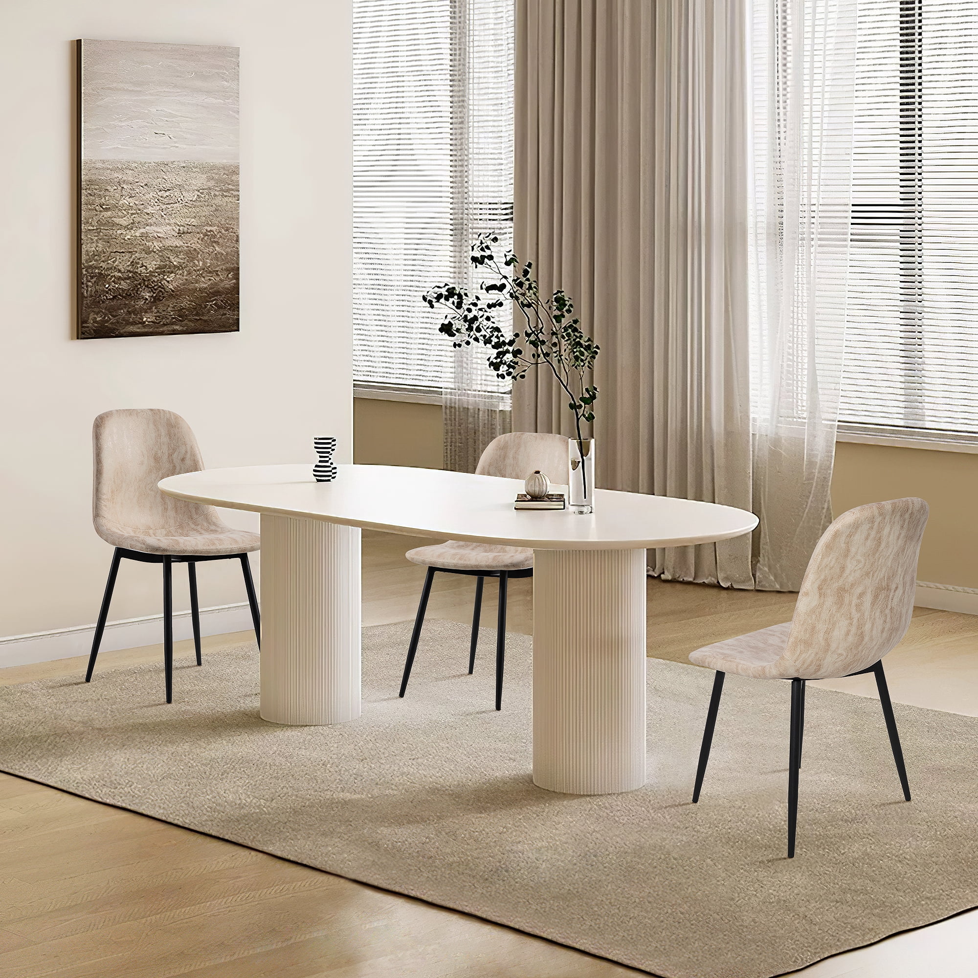 PU Dining Chairs Modern Chair Set of 4,White