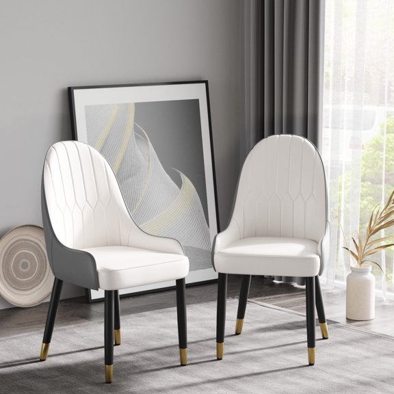 PU-Filled 2-Chair Dining Set | Ideal for Modern Living Rooms, Breathable Upholstery | Solid Wood Legs, Diamond Back | Easy to Clean, High Weight Capacity
