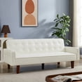 thumbnail image 1 of PU Futon Sofa Couch for Living Room Convertible Faux Leather Upholstered Futon Sleeper Sofa Bed Channel Tufted Bedroom Futons White, 1 of 5