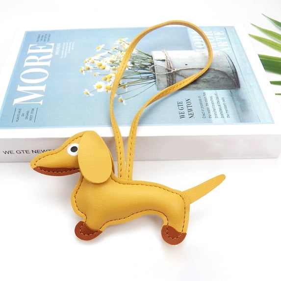 PU Hand Rope Bag Hanging Decoration Cartoon Dachshund Shape Leather Bag Charm Animal Pendant Cute Fashion Accessory,bag charm,PU hanger,cartoon accessory,A,1Pc