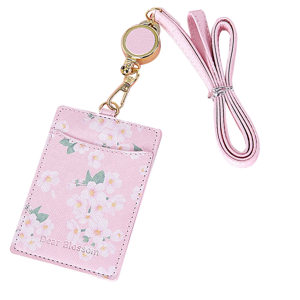PU ID Badge Holders 1 Set Flower Vertical Name Badge Cases with