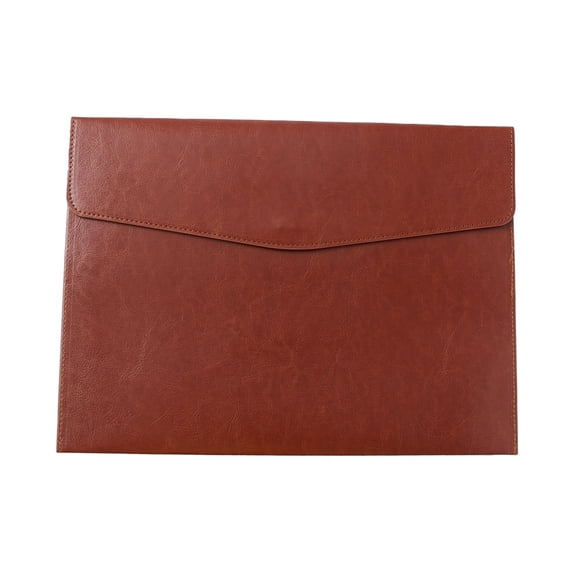 PU Imitation Leather A4 File Envelopes Document Organizer Office Supply with Closure Rectangle Sienna 240x330x3.5mm