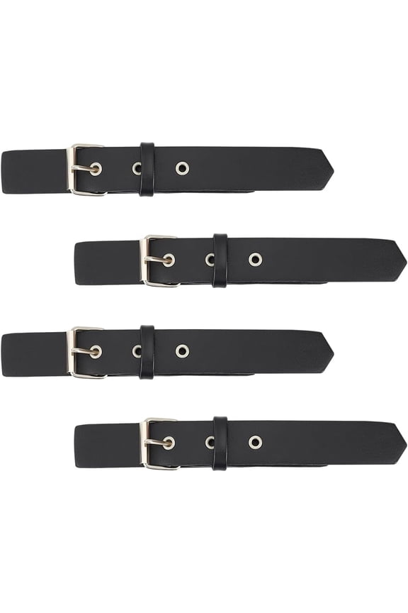 PU Imitation Leather Buckles with Alloy & Iron Finding Black 200~205mm