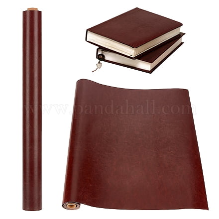 PU Imitation Leather Fabric with Kraft Cardboard Mailing Tubes Coconut Brown 120x43x0.07cm