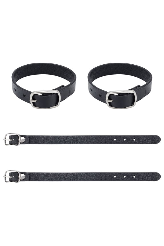PU Imitation Leather Luggage Straps Black 192x18x1.2~1.6mm