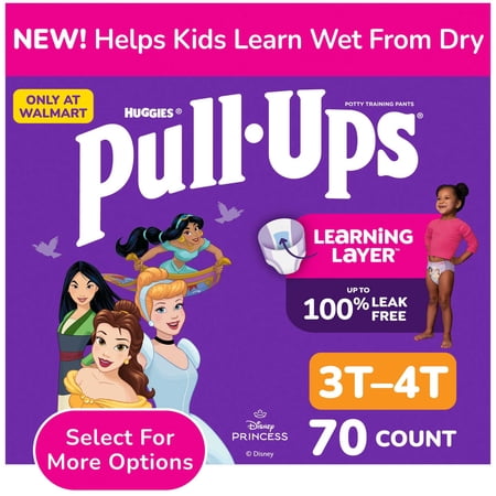 Pull-Ups Girls' Potty Training Pants, 3T-4T (32-40 lbs), 70 Count (Select for More)