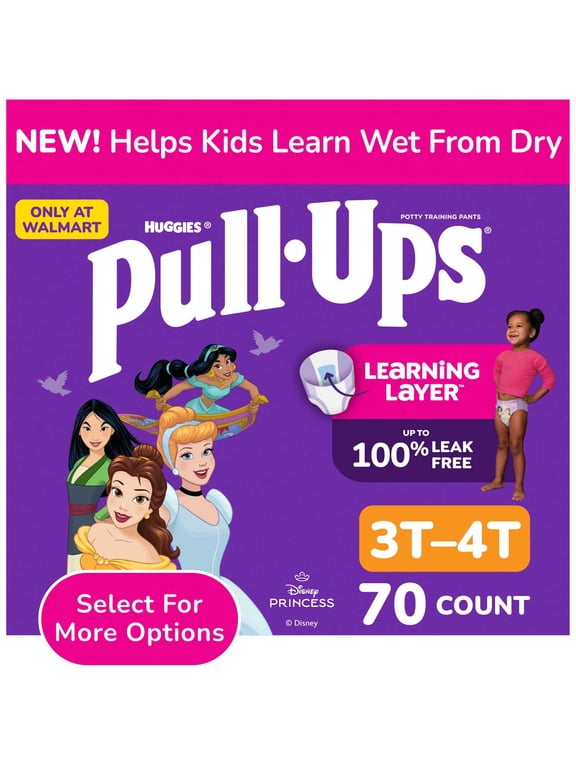 Girls' Potty Training Pants, 3T-4T (32-40 lbs), 70 Count (Select for More)