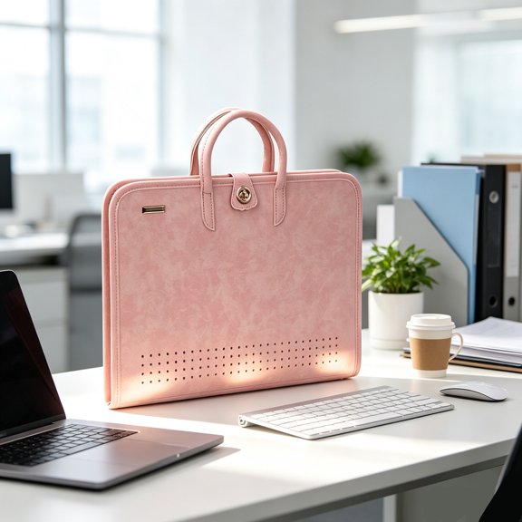 PU Laptop Sleeve Pink with Handle Protective Case Laptop Bag